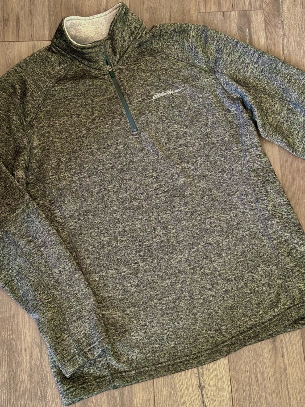 Eddie Bauer Pullover Green Gray Quarter-Zip